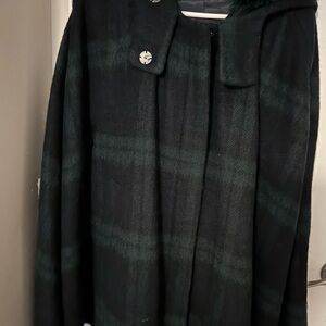 Zara Black and Green Plaid Cape